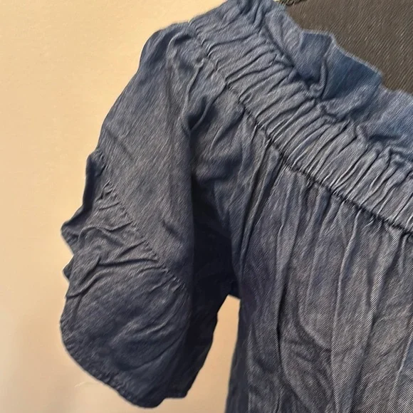 Umgee USA Women’s Size L Sundress Blue Off-Shoulder Ruffled Mini Flutter Sleeve - Picture 5 of 11
